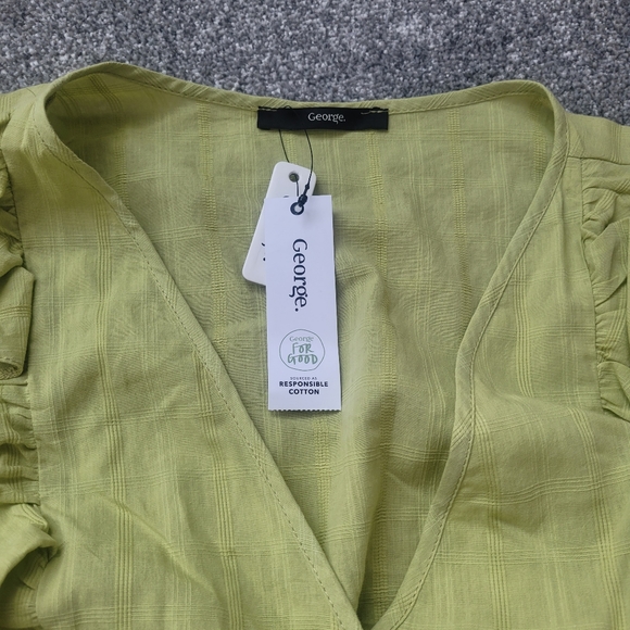 Brand New with tags George Asda Green Cross Over Top 100% Cotton Size 12. - Picture 2 of 6